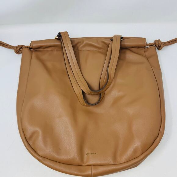 Anne Klein Vegan Leather Tan Smooth Shoulder Bag Two Straps - Picture 1 of 13